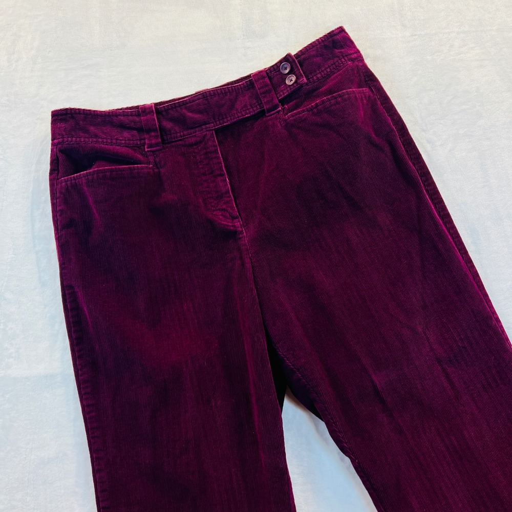 Talbots Womens Plum Purple Stretch Corduroy Straight Leg Pants Size 14